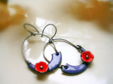 Asymmetrical Poppy Swing Earrings -Grape