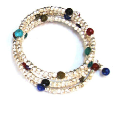 Silver Vermeil Wrap Semiprecious Stone Bracelet