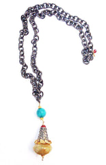Bell Gunmetal Chain Necklace