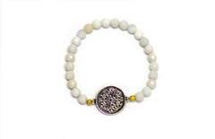 White Medallion Beaded Bracelet