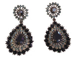 Black & Grey Rhinestone Chandelier Earrings