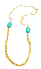 Fairuz Gold Chain and Turquoise Stone Necklace