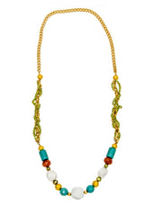 Blanca Long White Agate Gold Plated Necklace
