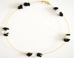 Moonstone & Onyx  June Birthstone Necklace