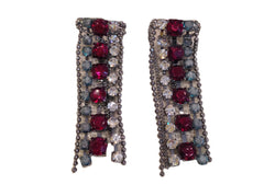 Long Rectangle Shaped Rhinestone Earrings