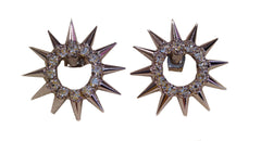 Round Rhinestone Earrings with Spikes
