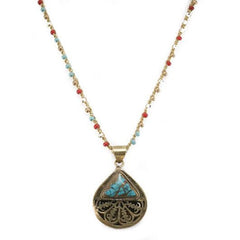 Gold Chain Necklace With Teardrop Pendant