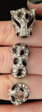 Leopard Knuckle Ring in Silver Metal with Rhinestones
