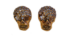 Gold Skull Rhinestone Stud Earrings
