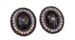 Round Black Rhinestone Earrings