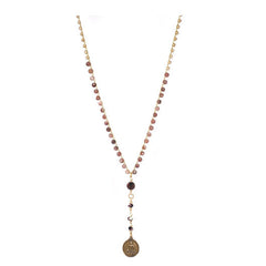 Muscovite Beaded Necklace with Buddah coin pendant