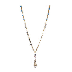 Blue Aqua & White Gemstone beaded Pendant Necklace