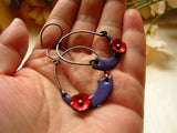 Asymmetrical Poppy Swing Earrings -Grape