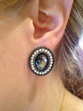Round Black Rhinestone Earrings