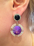 Round Black & Purple Chandelier Earrings