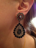 Black & Grey Rhinestone Chandelier Earrings