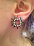 Round Rhinestone Earrings with Spikes