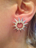 Round Rhinestone Earrings with Spikes