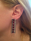 Long Rectangle Shaped Rhinestone Earrings