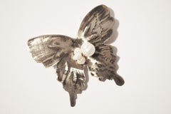 Butterfly Brass and Pearl Handmade Brooch
