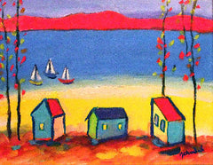 Sailboats and Houses Modern Summer Print
