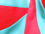 Turquoise & Red Leather Carry-All Satchel Handbag