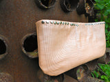 Peach Stitched Leather Clutch