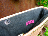 Peach Stitched Leather Clutch