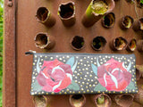 Roses Studded Leather Red and Maroon Clutch
