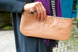 Peach Stitched Leather Clutch