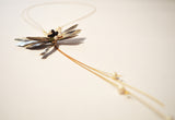 Dragonfly Brass  Wire and Pearl Necklace