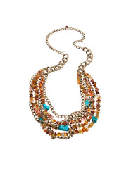 Fiore Three Strand Rosso Bib Necklace