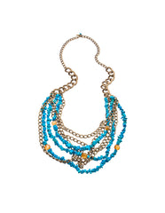 Fiore Howlite, Carnelian and Brass Necklace