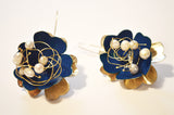 Forget Me Not Blue Flower Wired Pearl Earrings