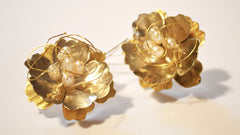 Forget Me Not Gold Flower Wired Pearl Brass Earrings