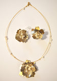 Forget Me Not Gold Flower Wired Pearl Brass Necklace