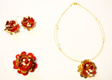 Forget Me Not Red Flower Wired Pearl Necklace