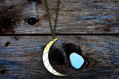 Crescent Moon Brass Necklace