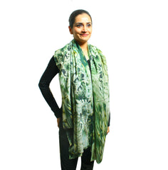 Sea Green Flowered Cashmere Scarf