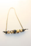 Camiki Gold leaf Monk beads and black Heshi Necklace