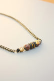 Pippali Buddhist Monk beads and Brass chain Necklace
