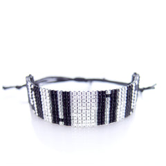 Urbania Cord Bracelet- Monochrome Stripe Beaded Bracelet