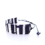 Urbania Cord Bracelet- Monochrome Stripe Beaded Bracelet