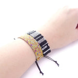 Urbania Cord Bracelet- Monochrome Stripe Beaded Bracelet