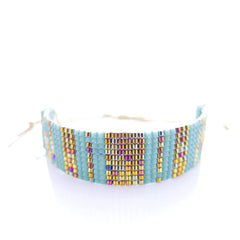 Urbania Cord Bracelet- Mint Stripe Beaded Bracelet