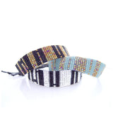 Urbania Cord Bracelet- Monochrome Stripe Beaded Bracelet