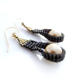 Cleopatra Pearls Champagne Beaded Earrings