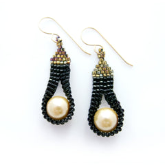 Cleopatra Pearls Champagne Beaded Earrings