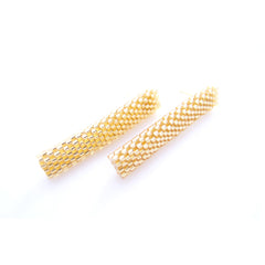 Classic Gold Bars Beaded Long Stud Earrings