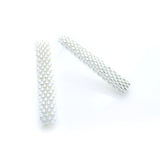Classic Silver Bars Beaded Long Stud Earrings